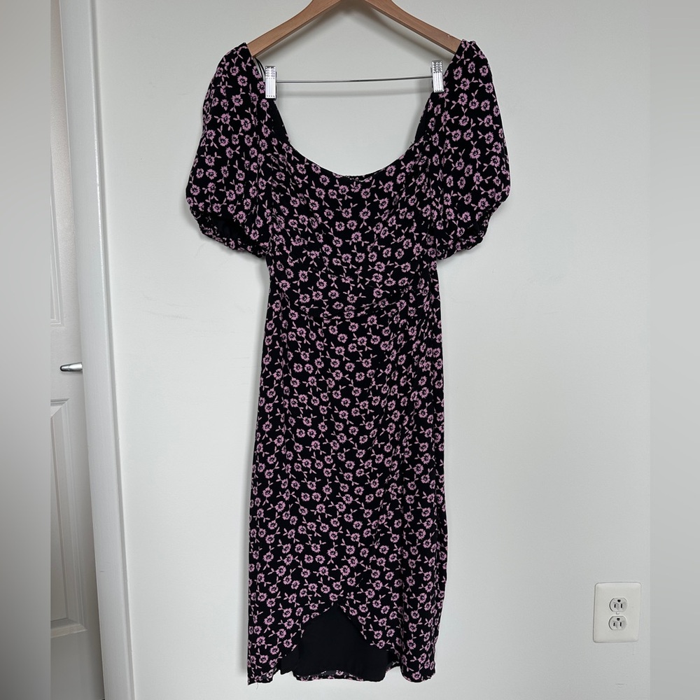 Astr Floral Puff Sleeve Midi Dreds